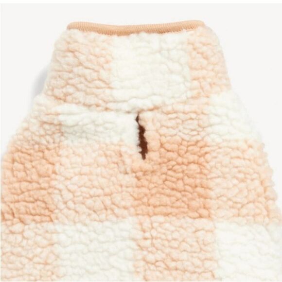 Rib-Panel Gingham Sherpa Pet Jacket - Picture 6 of 8